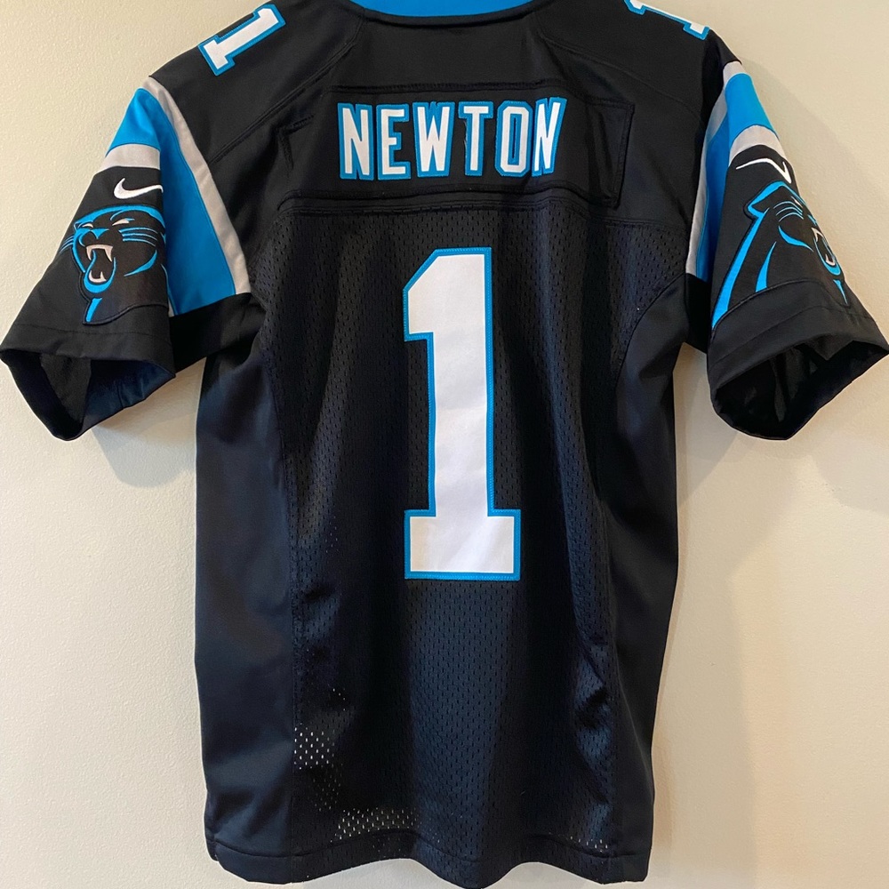 Carolina Panthers NFL Nike Black Cam Newton #1 Youth Medium Jersey